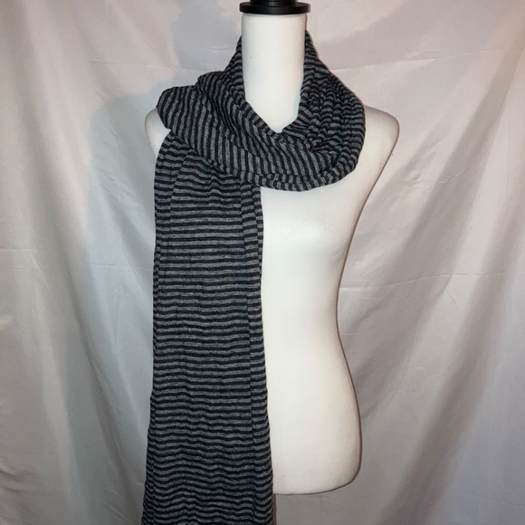 COMFY Black and Grey Striped Lightweight Scarf - Picture 2 of 5